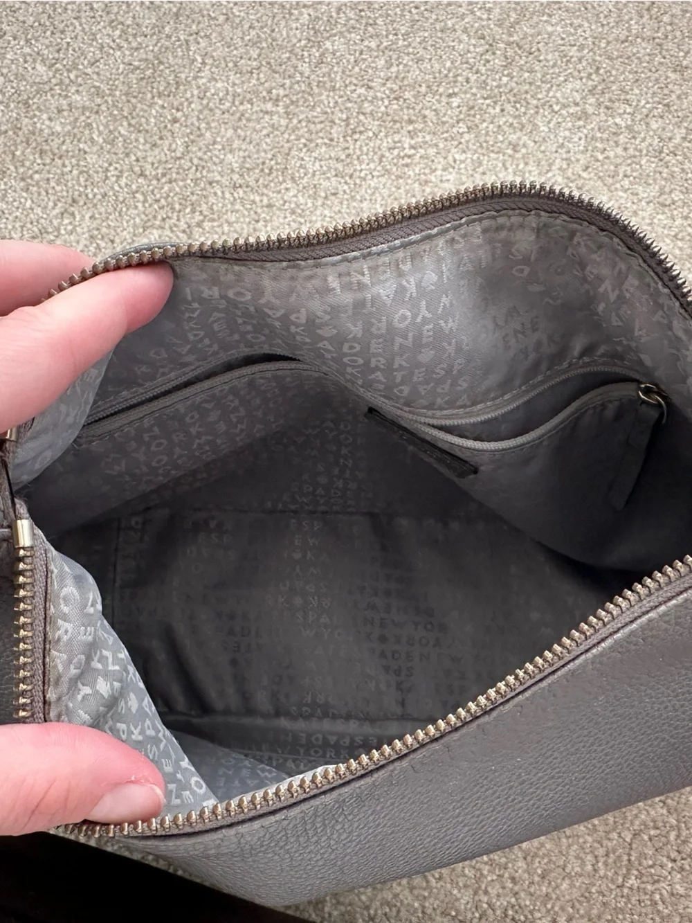 kate spade Pebbled Leather Hobo Bag in Dark Grey